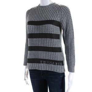 Trussardi Junior Wool Blend Chunky Knit Sweater in Gray & Black EUC